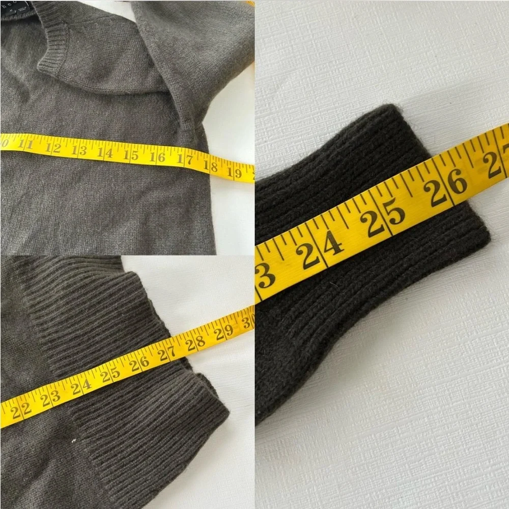 Theory 100% Cashmere crew neck green sweater size medium. - Picture 7 of 8